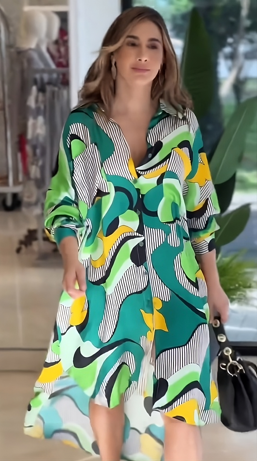 Vibrant Shirt Midi Dress