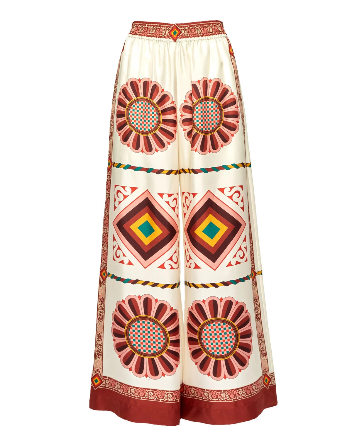 Ivory Retro Medallion Print Cape-Sleeve Co-Ord Set