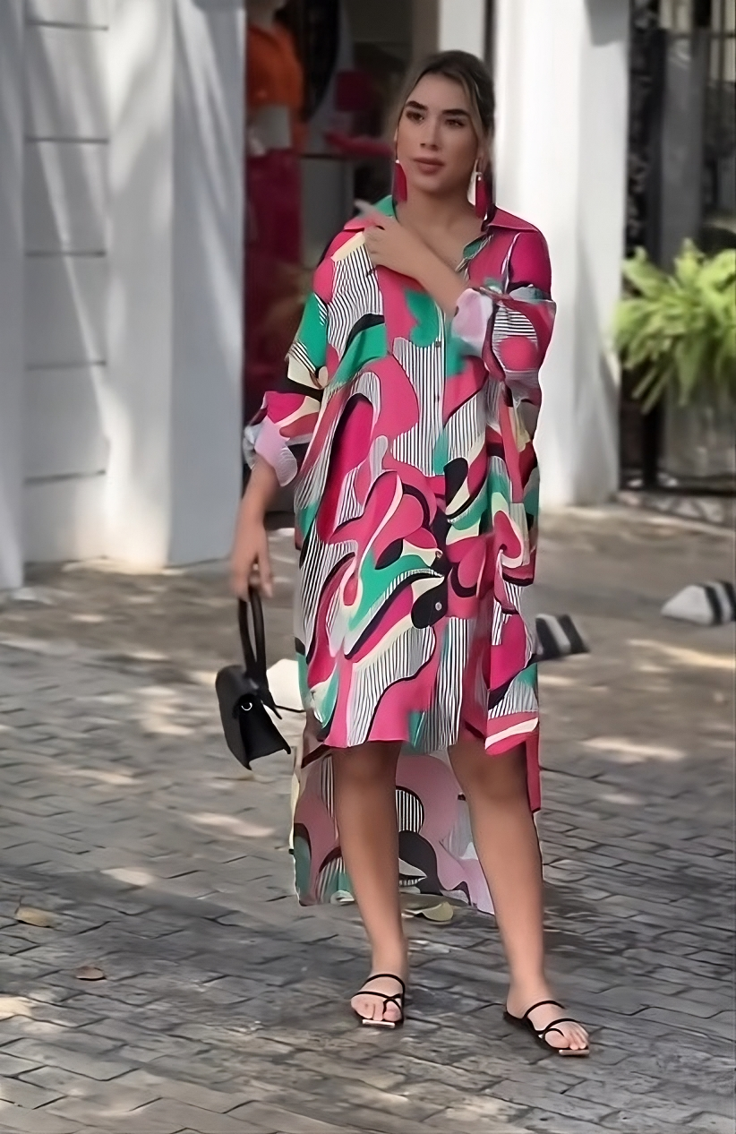 Vibrant Shirt Midi Dress