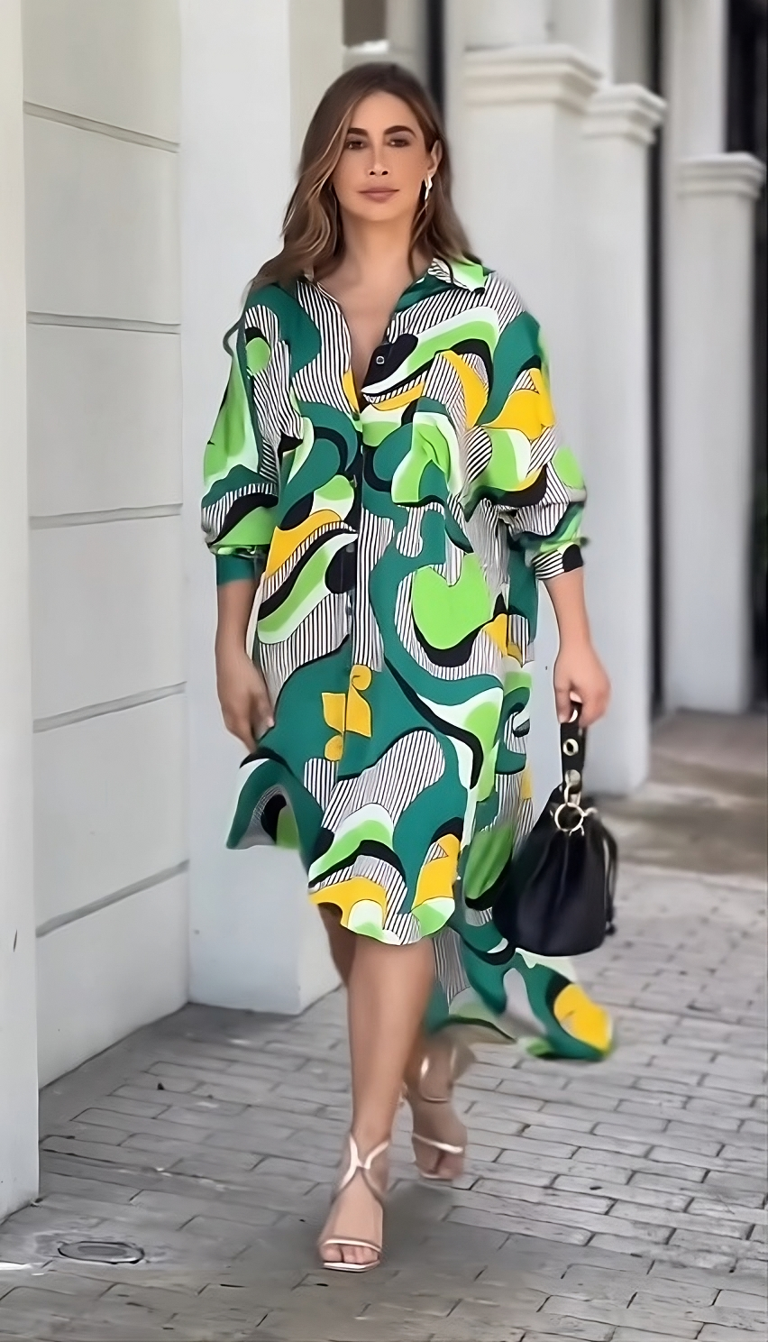 Vibrant Shirt Midi Dress