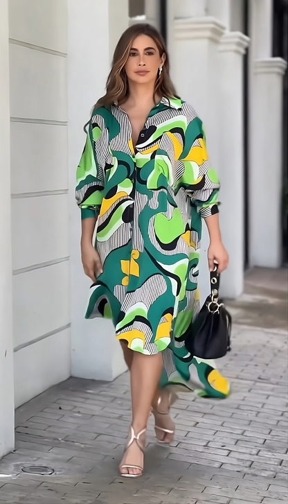 Vibrant Shirt Midi Dress