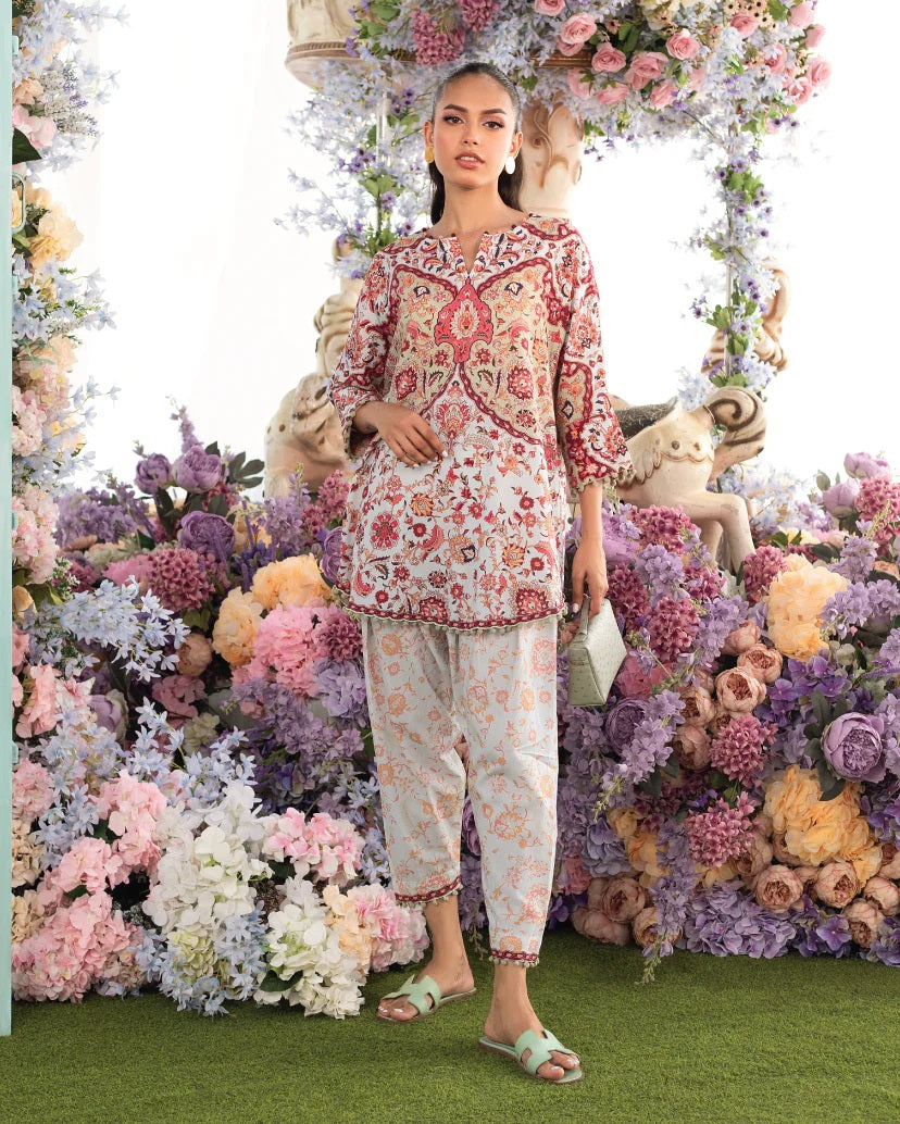 Red &amp; Beige Floral Ethnic Co-Ord
