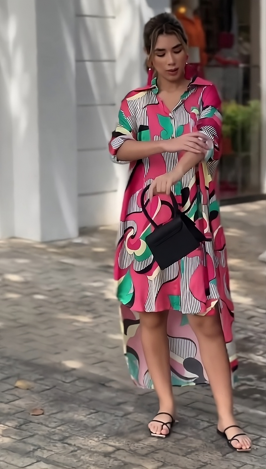 Vibrant Shirt Midi Dress