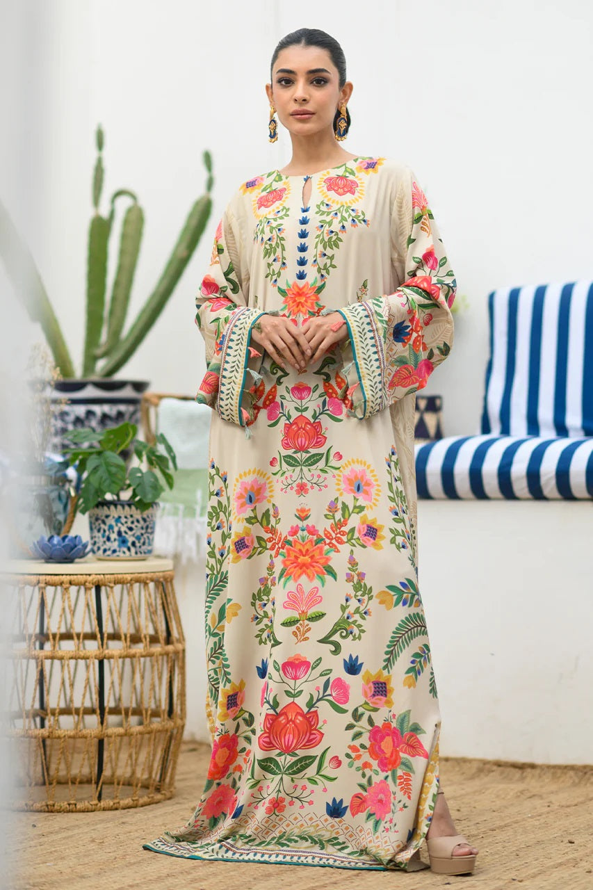 Bohemian Floral Embroidered Long Kaftan Dress