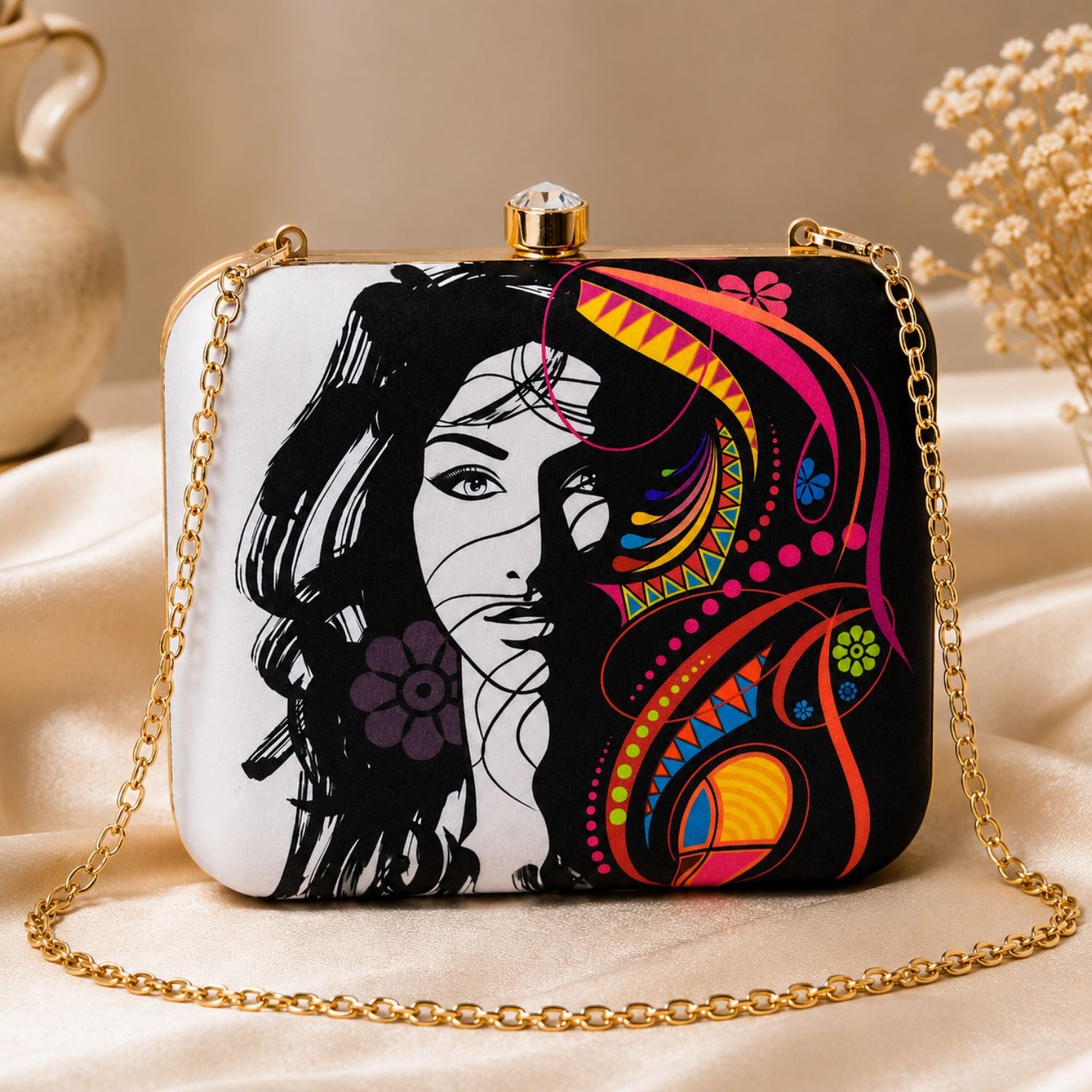 Premium Designer Evening Party Sling Bag with Detachable Chain
