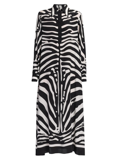 Minimal Korean BSY Long Length Black and White Stripes Kaftan Top Dress