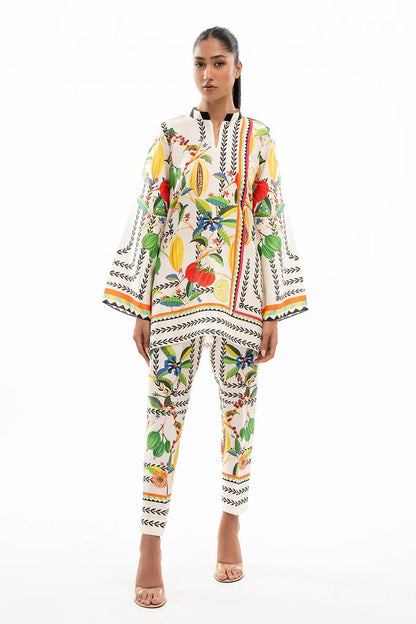 Tropical Fruit &amp; Floral Print Two-Piece Set