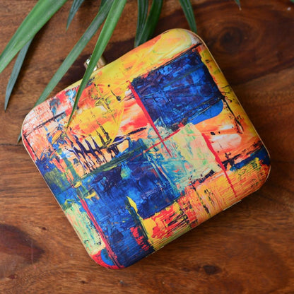 Abstract Art Print Hard Case Box Clutch for Women