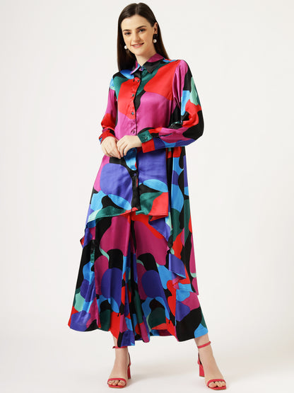 Multicolor Calf Length Co-ord Set