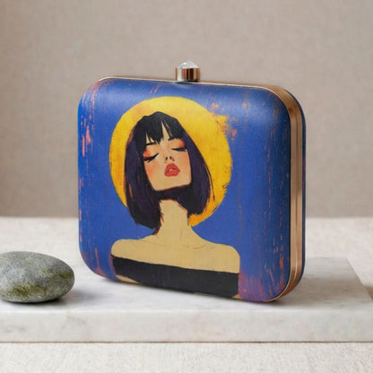 Midnight Muse Printed Box Clutch for Women