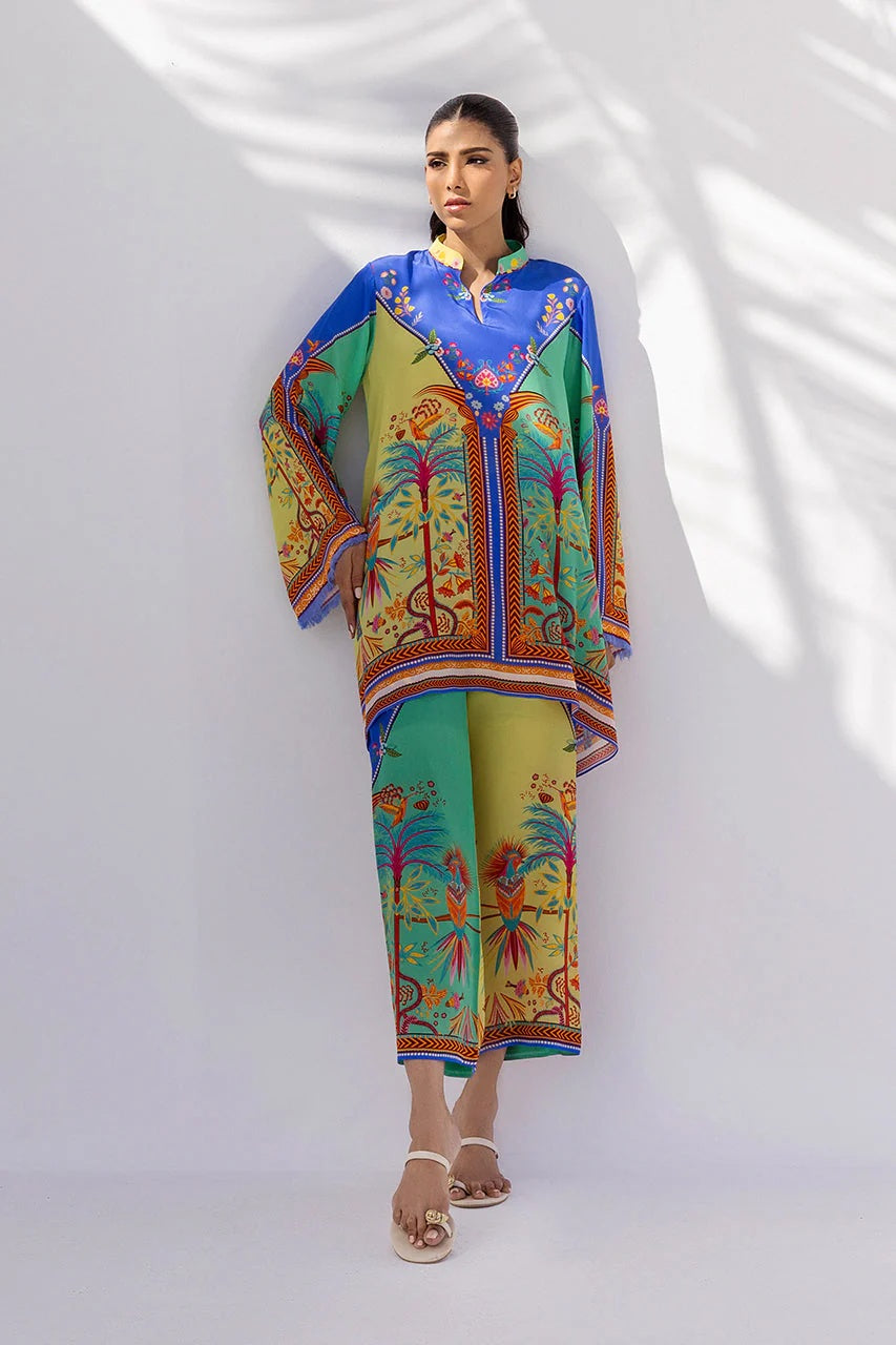 Multicolor Printed Tunic &amp; Trousers Set