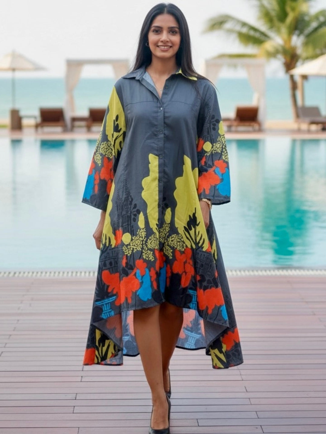 Urban Bloom High-Low Shirt Dress - Women&