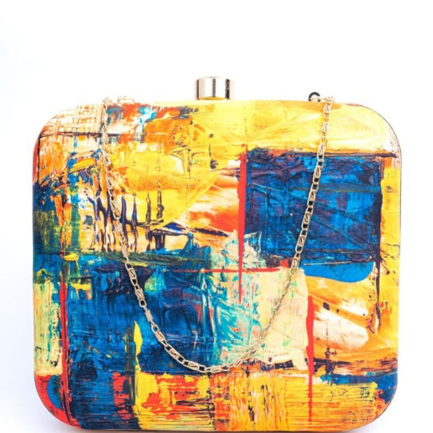 Abstract Art Print Hard Case Box Clutch for Women