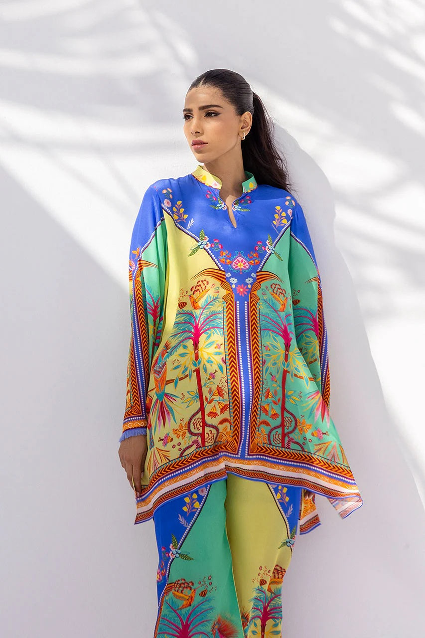 Multicolor Printed Tunic &amp; Trousers Set