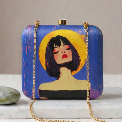 Midnight Muse Printed Box Clutch for Women