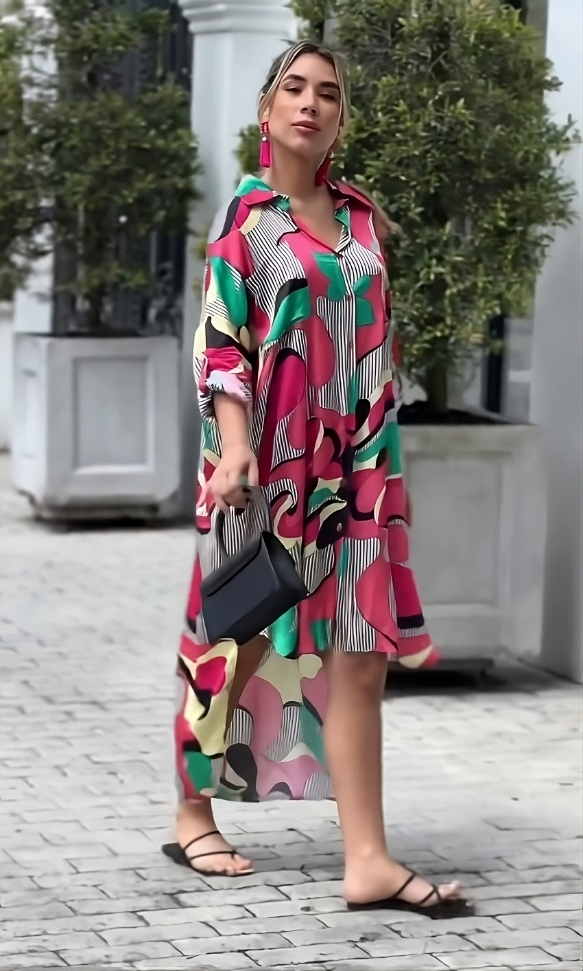 Vibrant Shirt Midi Dress