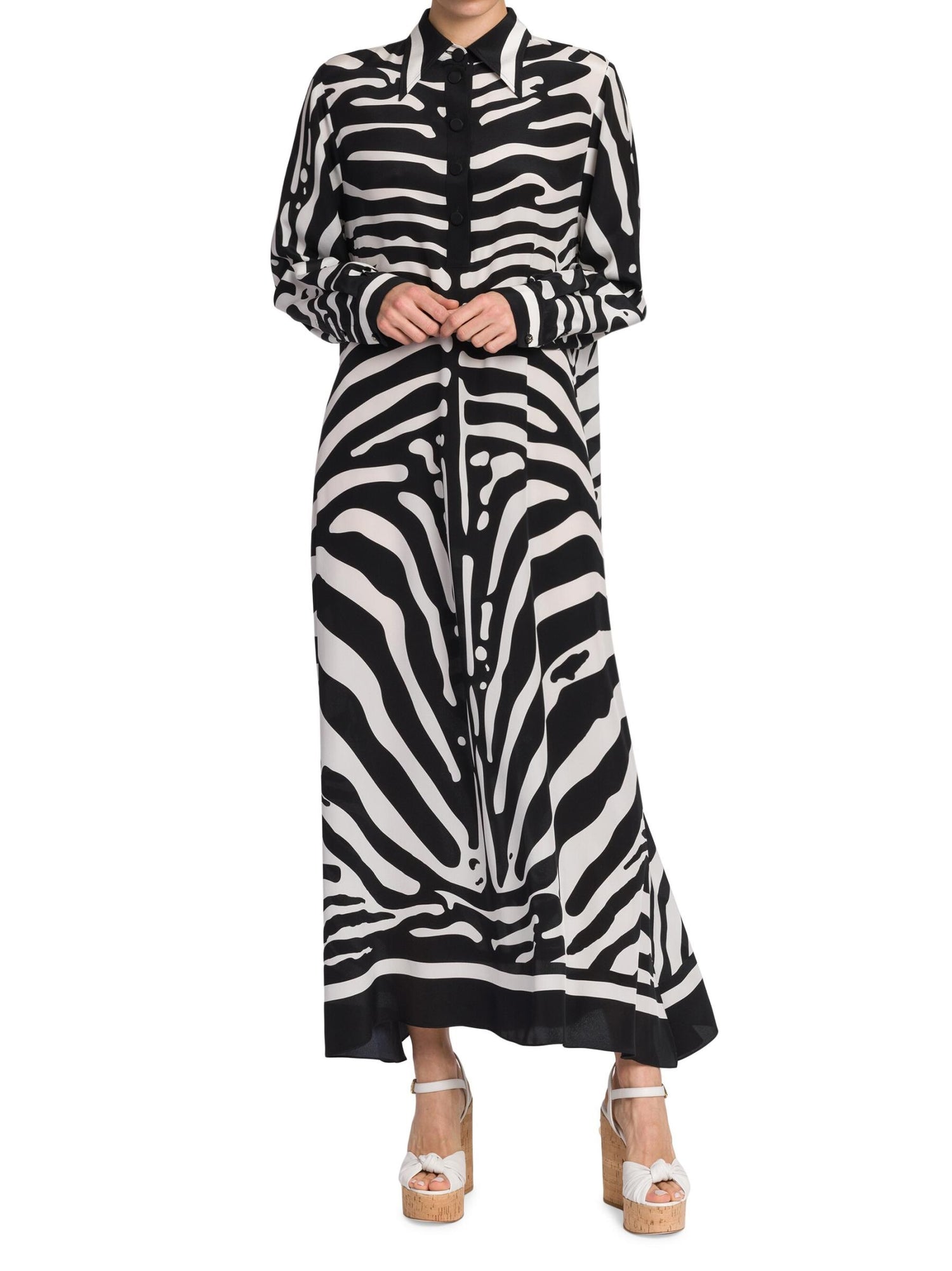 Minimal Korean BSY Long Length Black and White Stripes Kaftan Top Dress