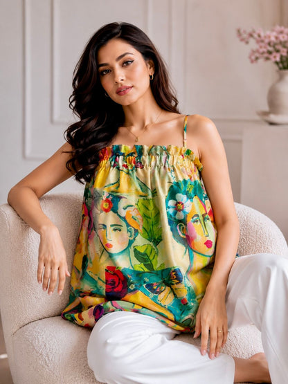 Abstract Camisole Top-Yellow