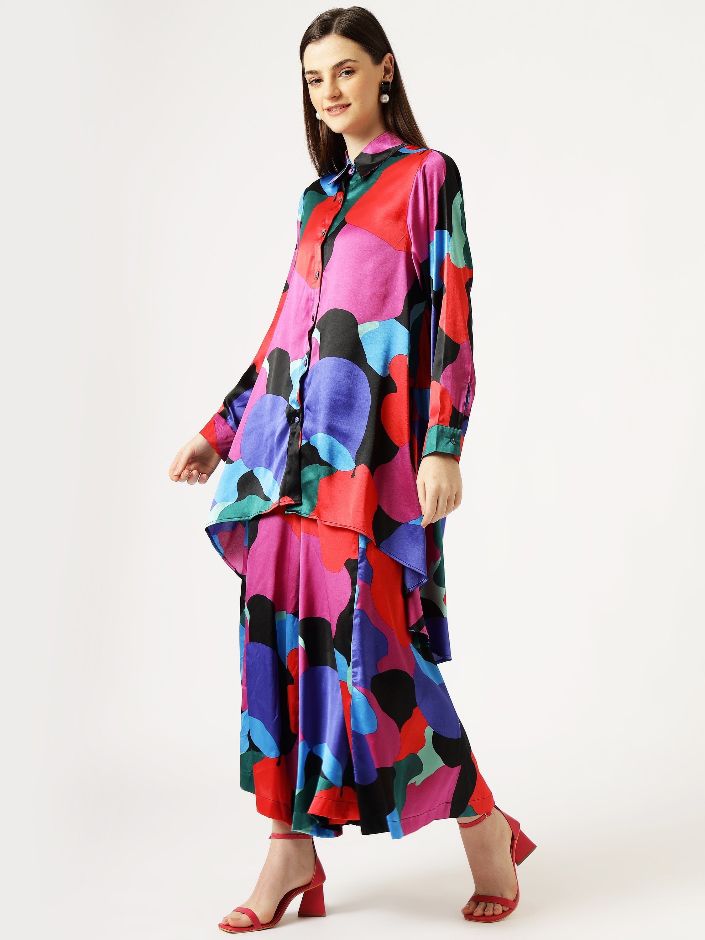 Multicolor Calf Length Co-ord Set