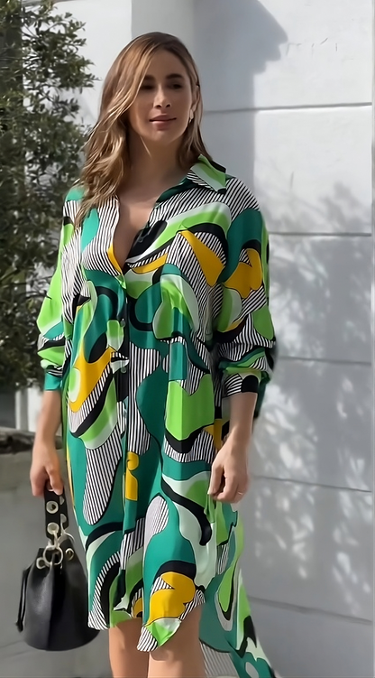 Vibrant Shirt Midi Dress