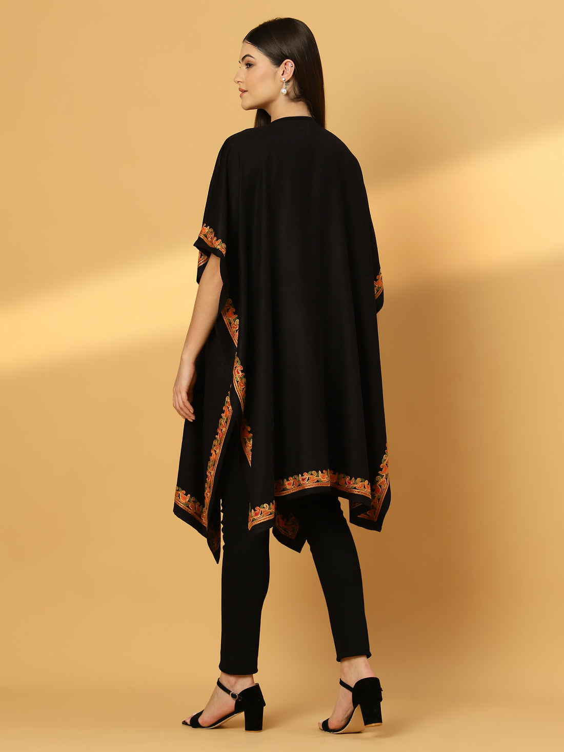 Kashmiri Embroidery Black Pheran Shrug