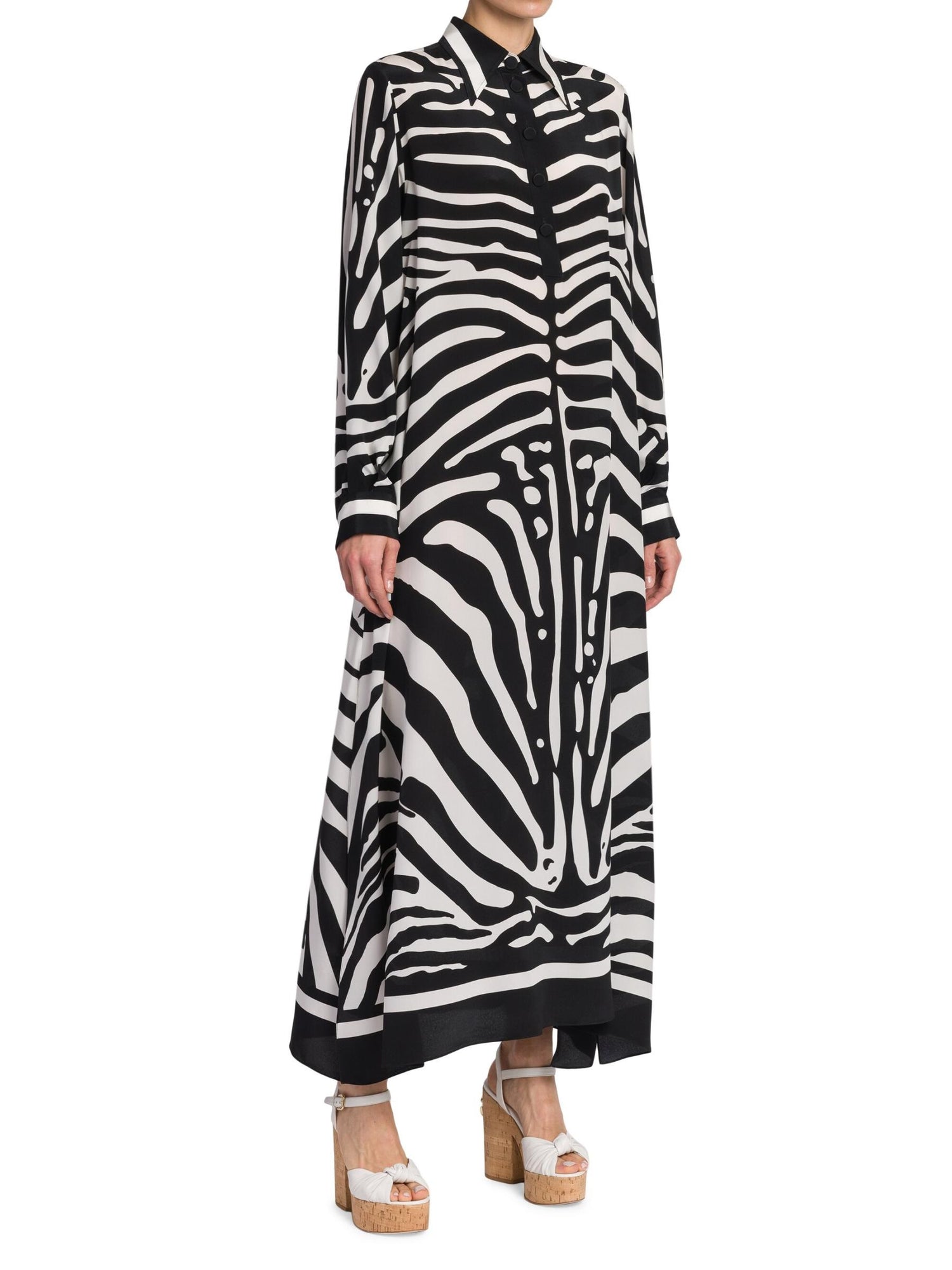 Minimal Korean BSY Long Length Black and White Stripes Kaftan Top Dress