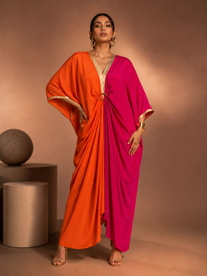 Simran Ring Kaftan – Tangerine Fuchsia