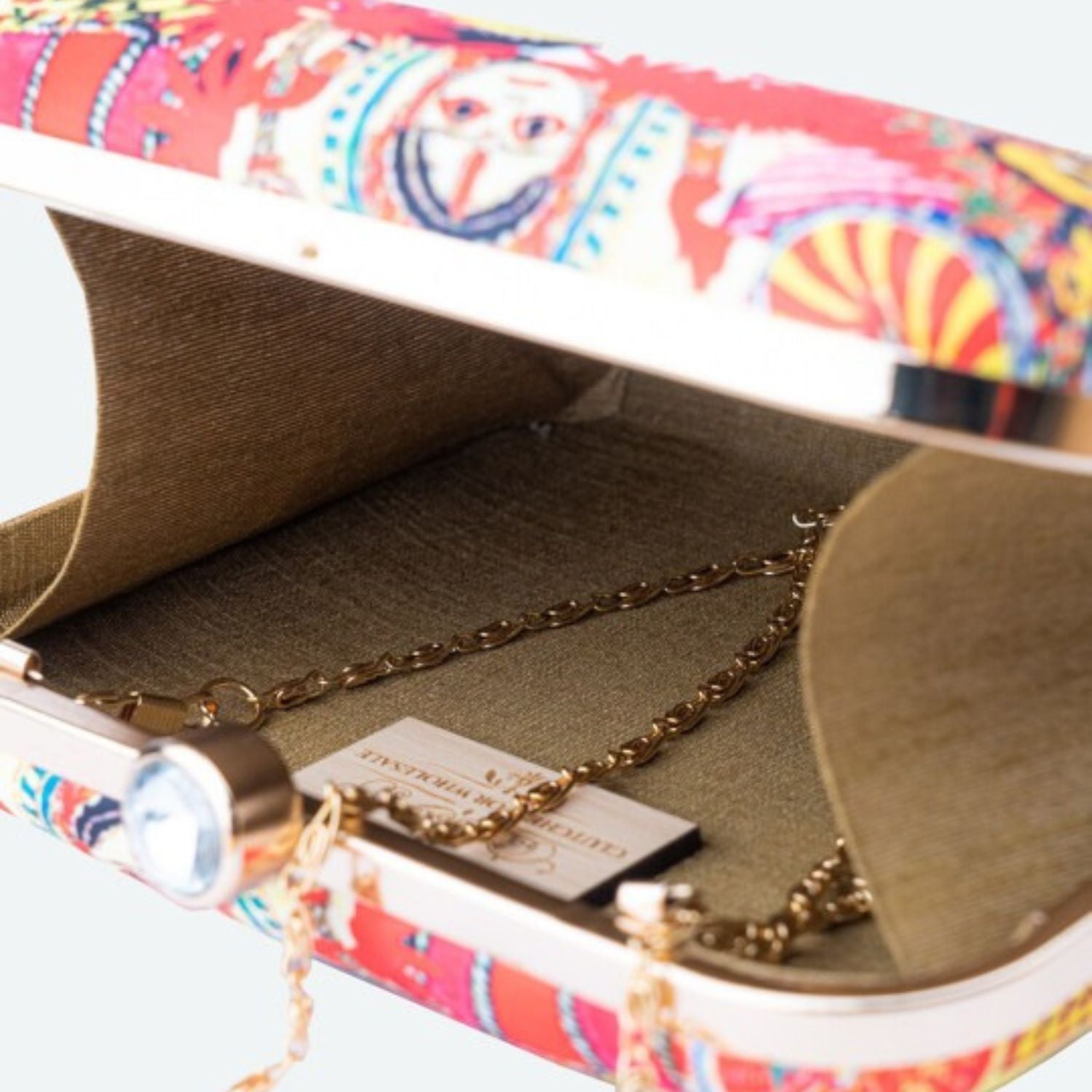 Madhubani Art Print Hard Case Box Clutch for Women