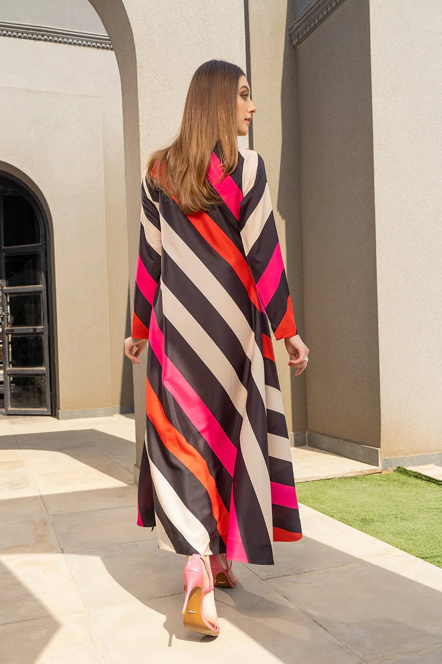 Striped Satin Silk Maxi Dress