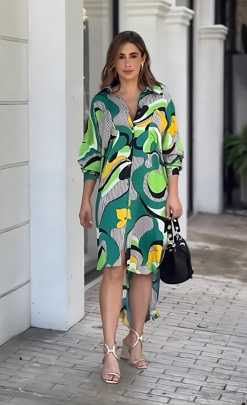 Vibrant Shirt Midi Dress