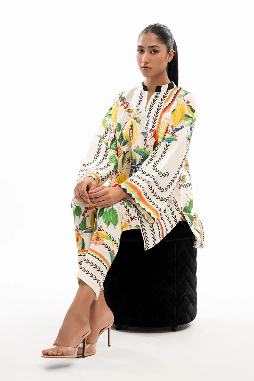 Tropical Fruit &amp; Floral Print Two-Piece Set