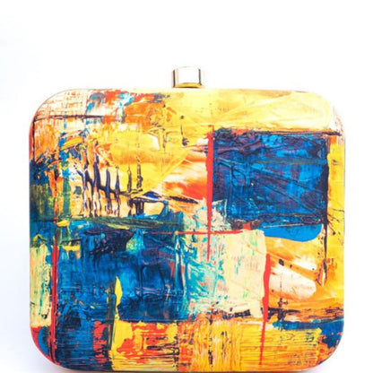 Abstract Art Print Hard Case Box Clutch for Women
