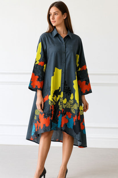 Urban Bloom High-Low Shirt Dress