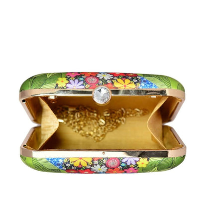 Frida Floral Print Hard Case Box Clutch for Women