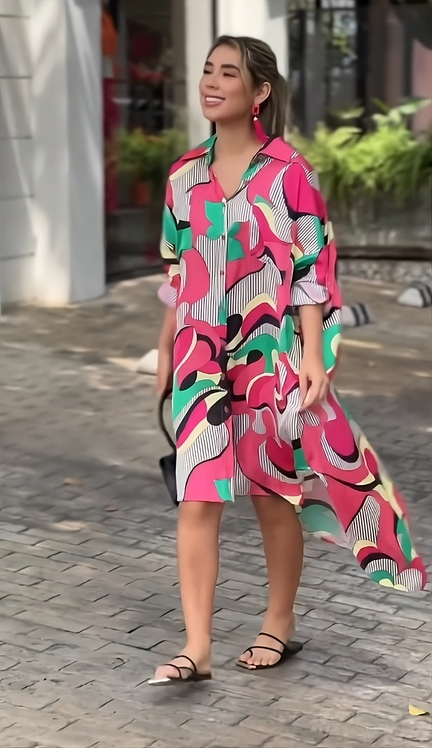 Vibrant Shirt Midi Dress