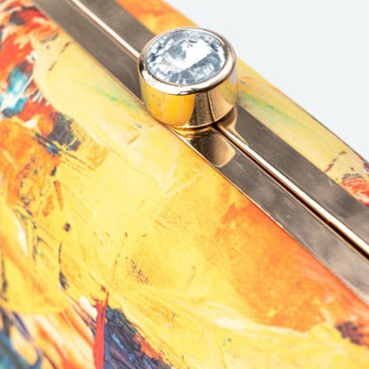 Abstract Art Print Hard Case Box Clutch for Women