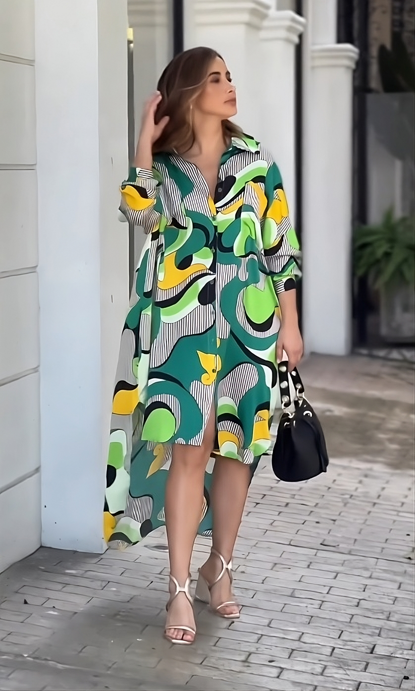 Vibrant Shirt Midi Dress