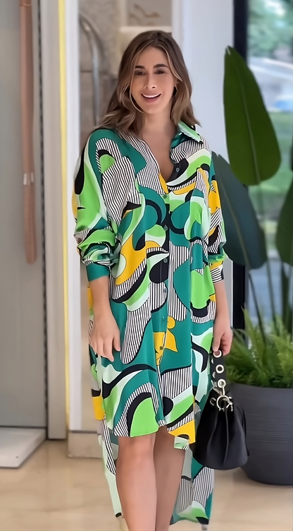 Vibrant Shirt Midi Dress