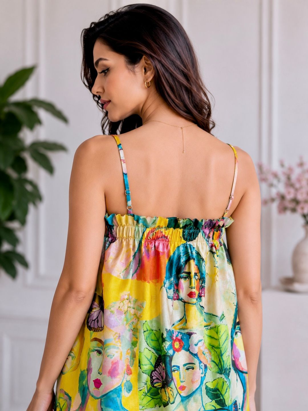 Abstract Camisole Top-Yellow