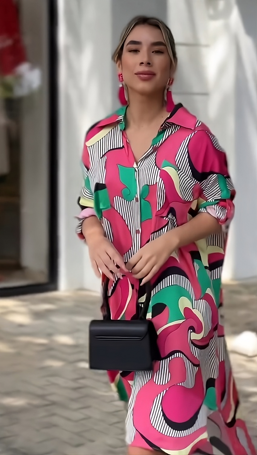 Vibrant Shirt Midi Dress