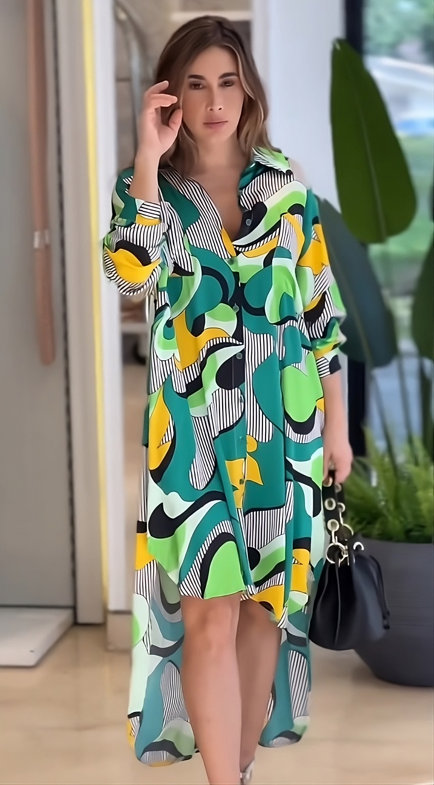 Vibrant Shirt Midi Dress