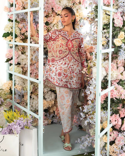 Red &amp; Beige Floral Ethnic Co-Ord