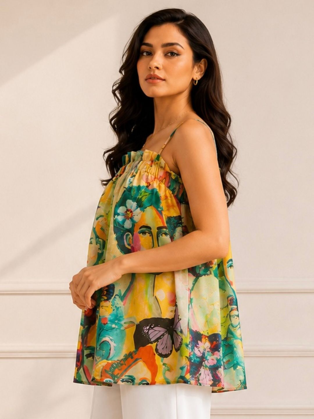 Abstract Camisole Top-Yellow