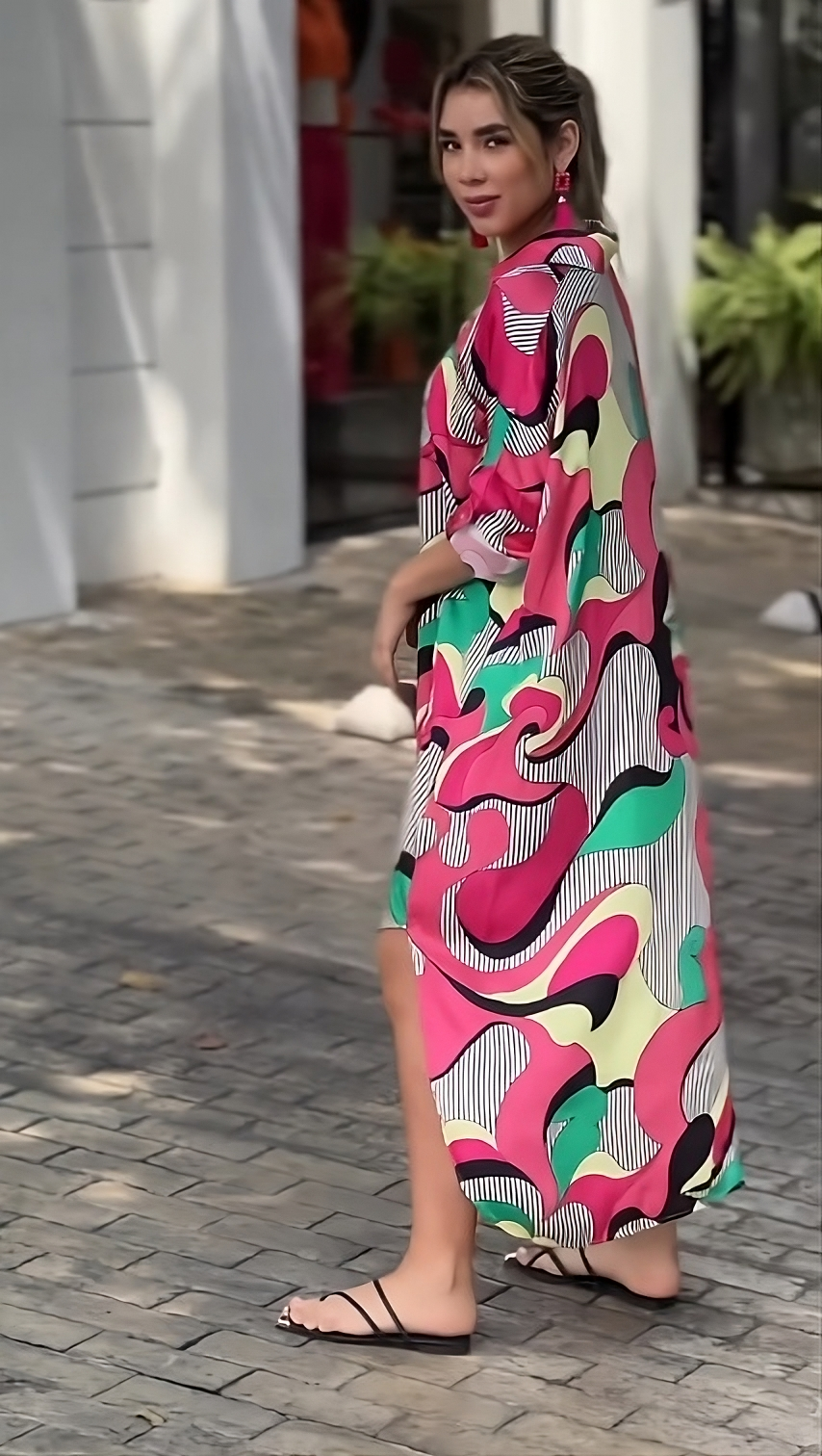 Vibrant Shirt Midi Dress