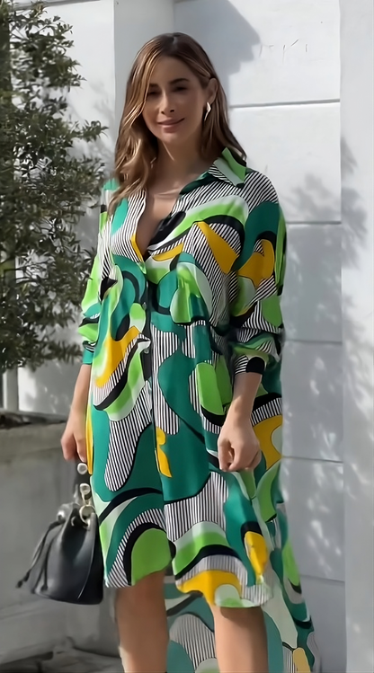 Vibrant Shirt Midi Dress