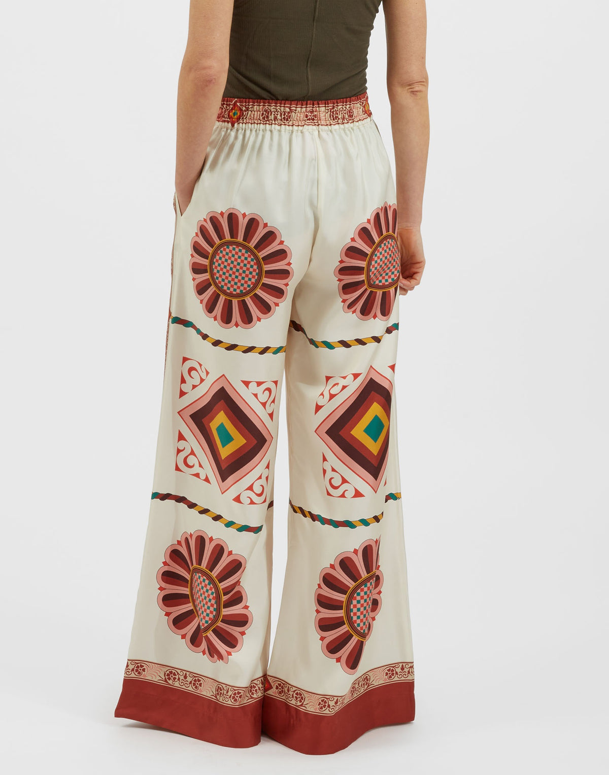 Ivory Retro Medallion Print Cape-Sleeve Co-Ord Set