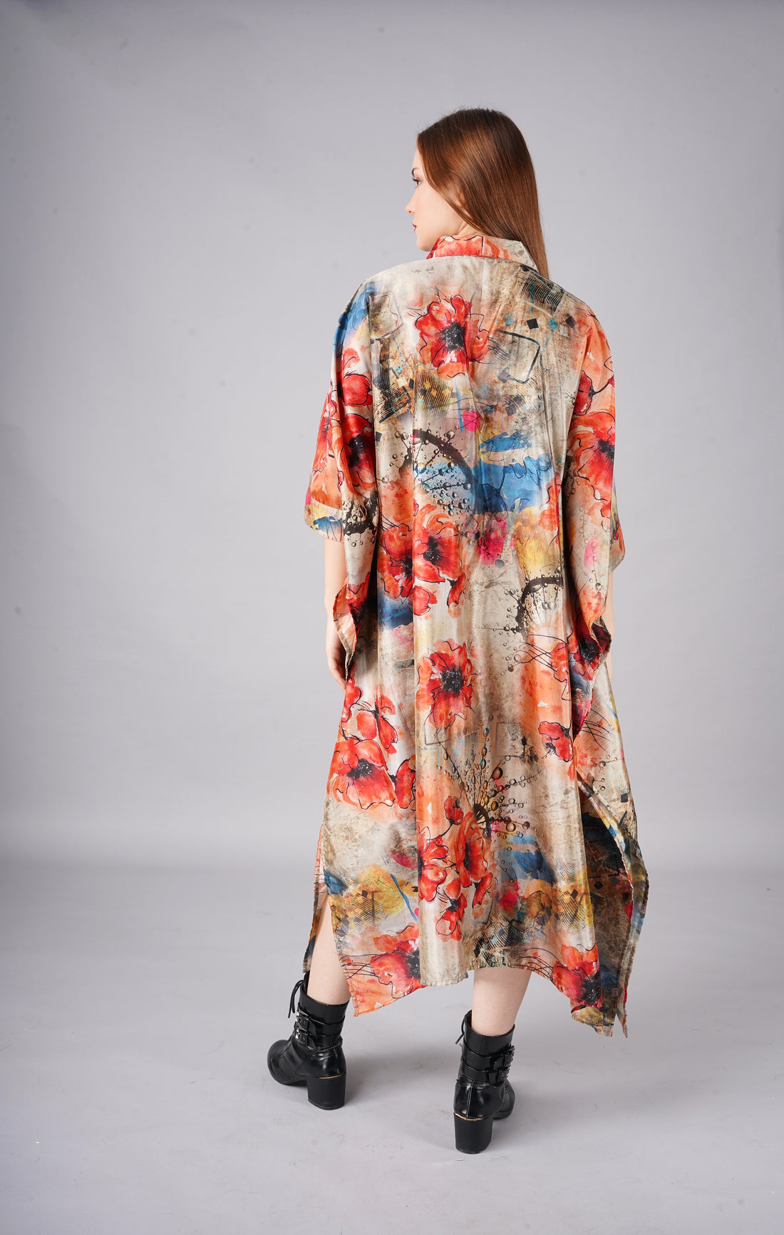 Flower Print Long Shirt kaftan