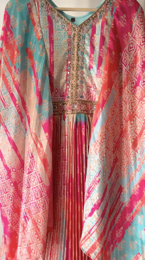 Multicolour long Indo western dress