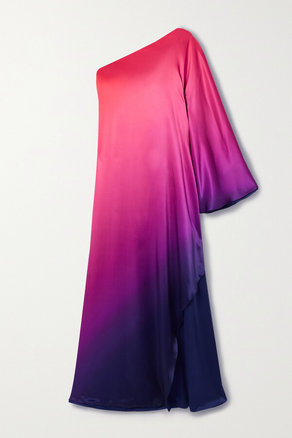 Lux Satin Off Shoulder Purple Color Dress