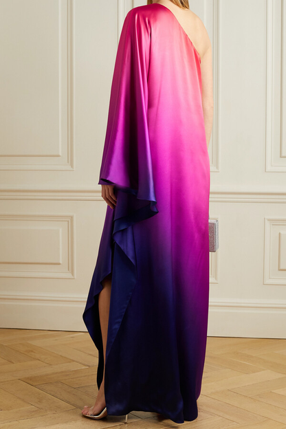 Lux Satin Off Shoulder Purple Color Dress